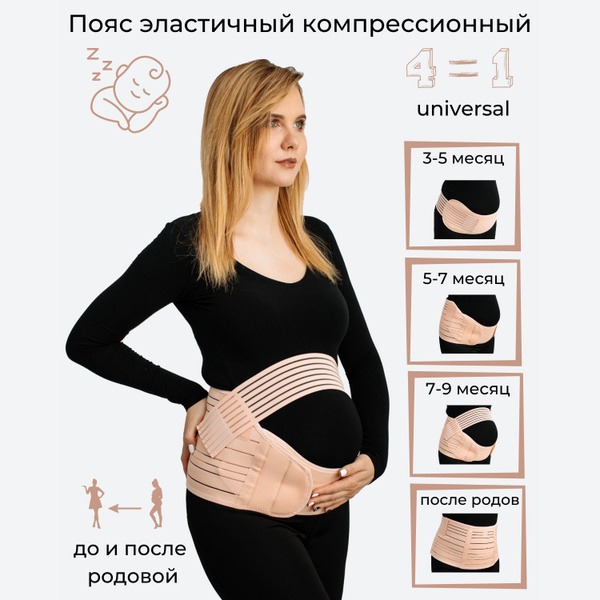 4-in-1 Maternity & Postpartum Support Belt: Beige, Size L