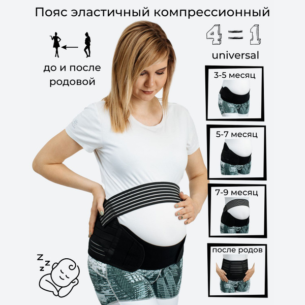 4-in-1 Maternity & Postpartum Support Belt: Black, Size S