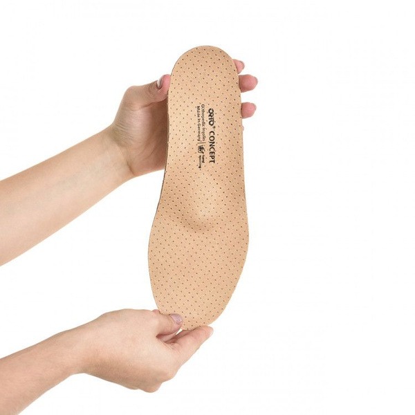 Leather Orthotic Insoles with Rigid Support (ORTO Concept, Beige, Size 35)