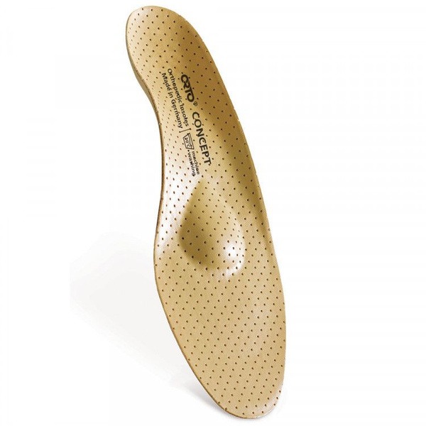 Leather Orthotic Insoles with Rigid Support (ORTO Concept, Beige, Size 44)