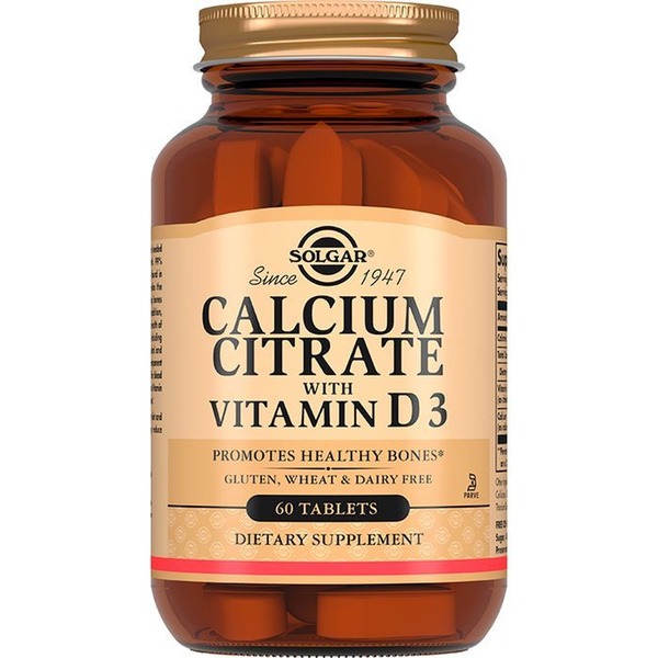 Solgar Calcium Citrate with Vitamin D3 (60 Tablets)