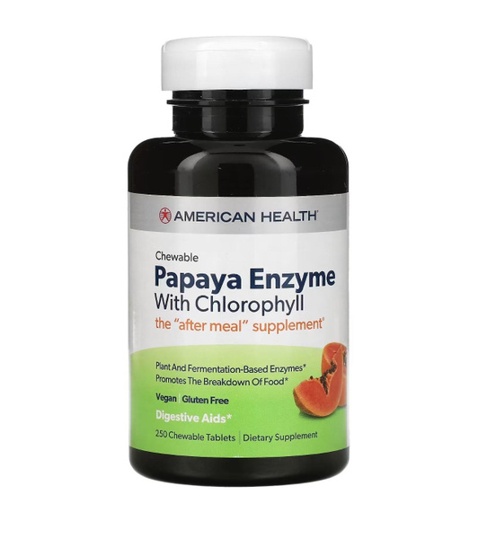American Health Papaya Enzyme with Chlorophyll Chewables - 250 Tablets