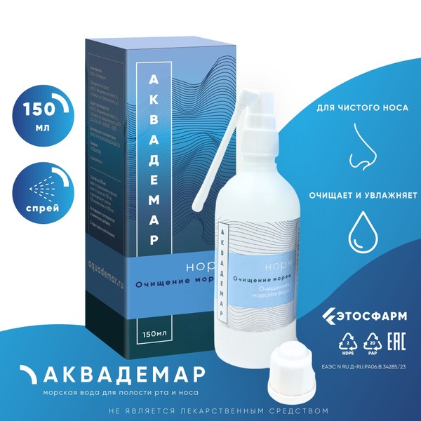 Aquademar Seawater Spray for Mouth & Nose, 150ml