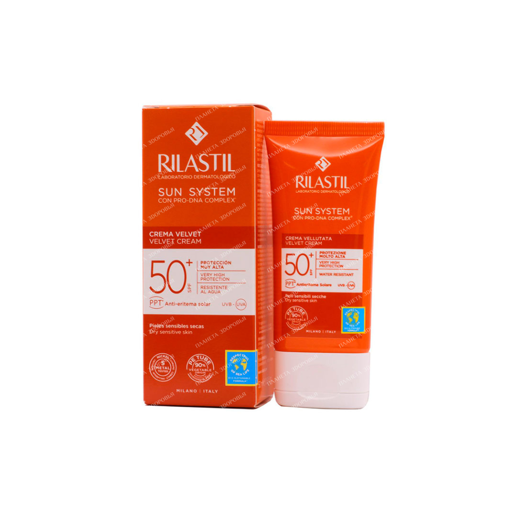 Rilastil SUN SYSTEM Velvety cream for sensitive, normal and dry skin SPF50+, 50 ml