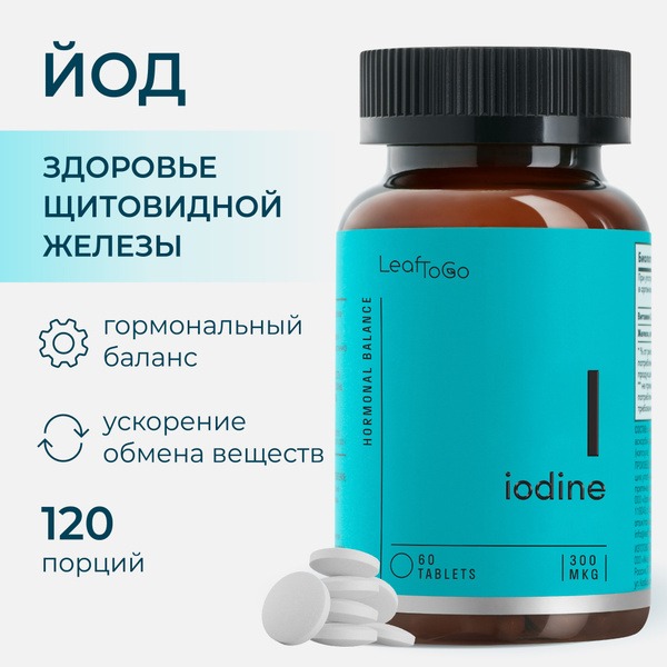 LeafTogo Iodine 300mcg Thyroid Support Supplement, 60 Capsules