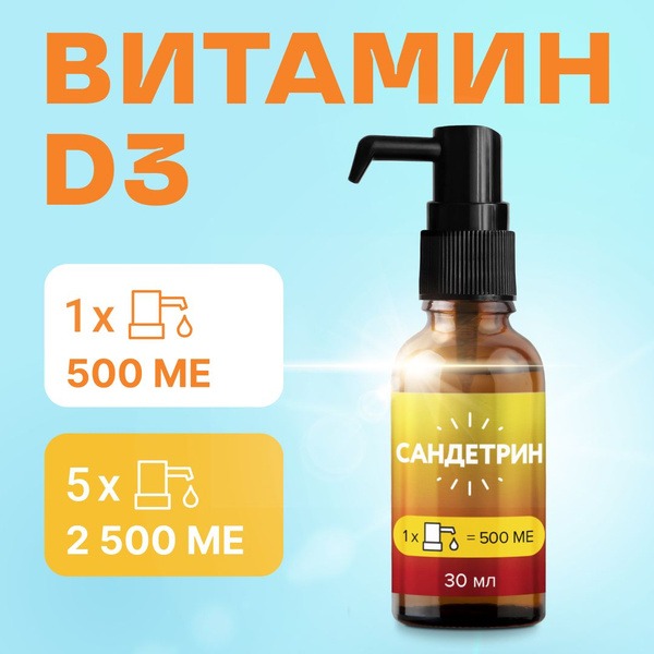 Sandetin Vitamin D3: 500 IU per Drop, 30ml, Pure & Flavorless