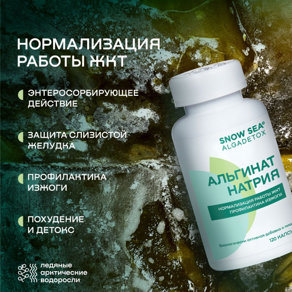 Algadetox Sodium Alginate: 120 Capsules Dietary Supplement