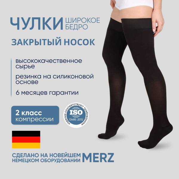 Idealista Compression Stockings - 20-30 mmHg Compression, Black, 2 Pack