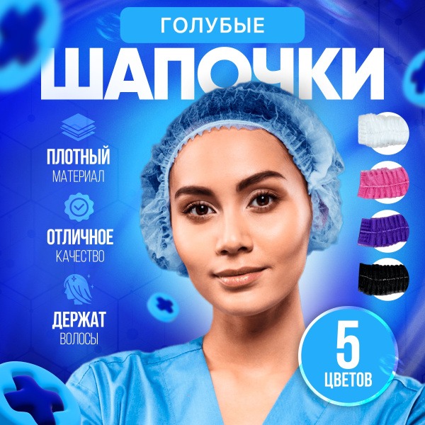 Disposable Medical Bouffant Caps (100 Count), Blue