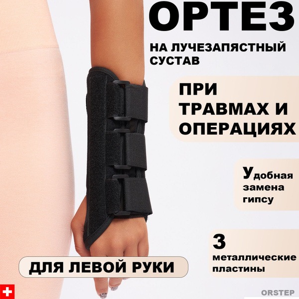 Wrist Brace with 3 Metal Plates - Size M (Left)