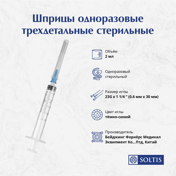 2ml Sterile Disposable 3-Part Syringes (Box)