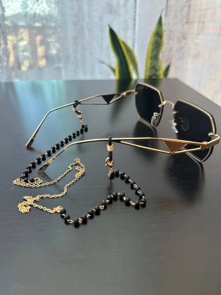 70cm Black Bead Eyeglass Chain