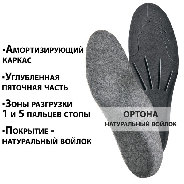 Winter Orthotic Insoles with Shock Absorption & Felt: Flat Feet Support (Sizes 36+)