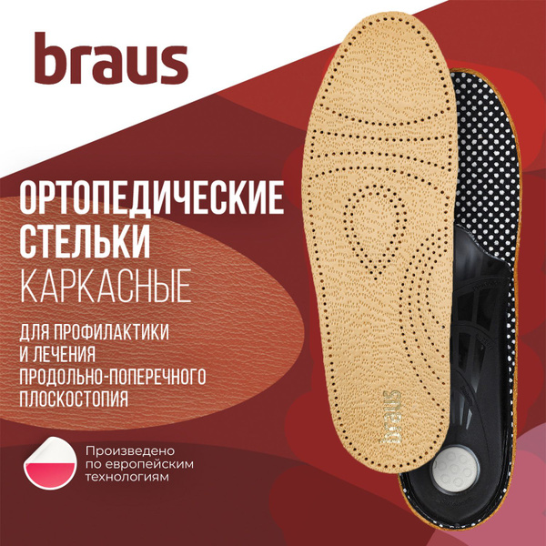 Orthotic Insoles: Leather, Breathable, Arch Support for Flat Feet (Sizes 41-42)