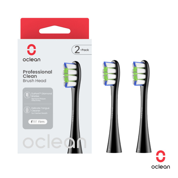 Oclean Professional Clean Brush Head Set (2 Pack), Black