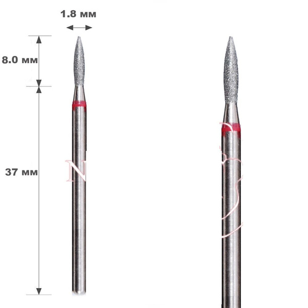 50 Pcs 1.8mm Diamond Burr Flame Bit - Red Ring - NPOOO SYSTEM