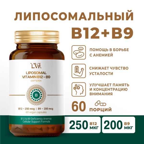 Liposomal B12 & B9: 60 Capsules for Brain & Blood Health