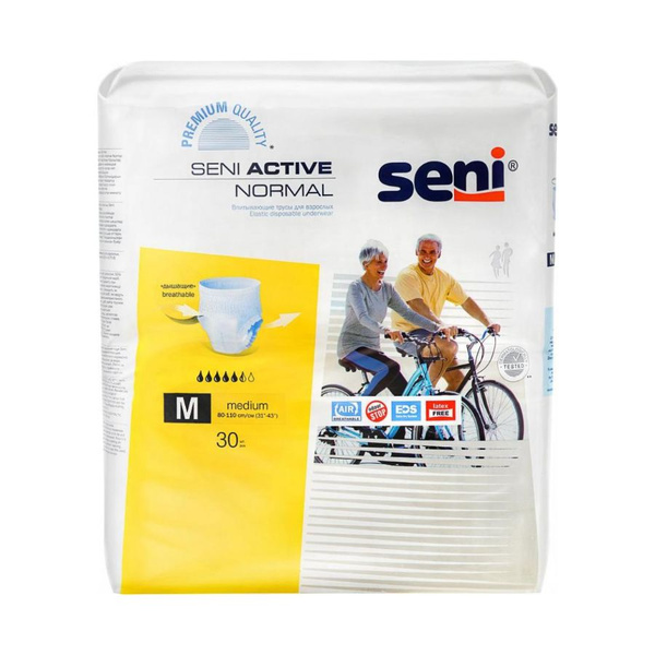 Seni Active Normal Adult Diapers (M, 90 Count)