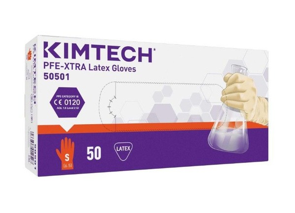 Kimtech PFE-Xtra Beige Latex Gloves (30cm, Size S, 50pcs)