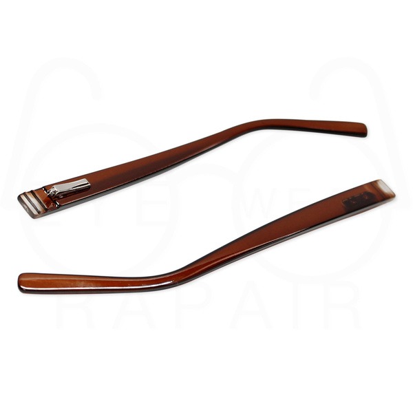 Brown Plastic Eyeglass Temple Arms with Flex Hinge (8.9x1.0x137mm)