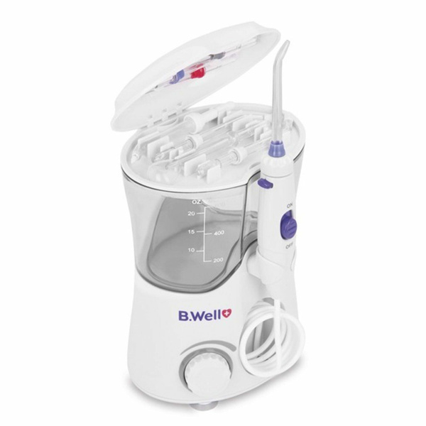 Oral Irrigator: 0.6L Tank, 7 Nozzles, White