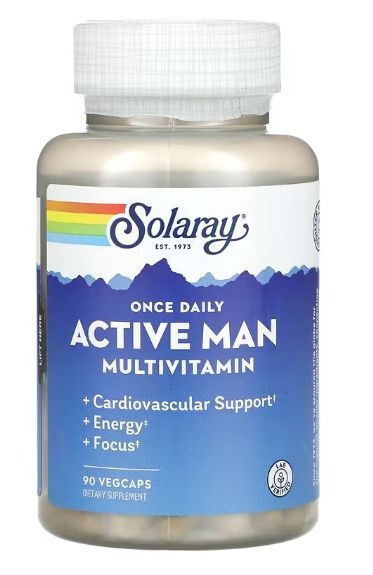 Solaray OD Active Man Multivitamin: 90 Vcaps for Energy, Nervous System & Reproductive Health