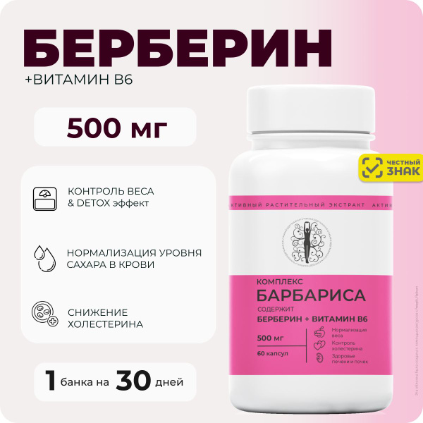 Berberine & B6 Supplement: Blood Sugar, Cholesterol & Weight Management