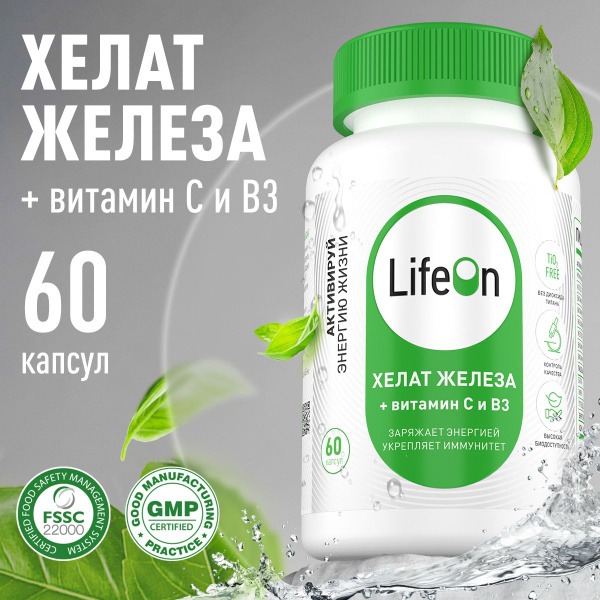 Iron Chelate with Vitamins C & B3 - 60 Capsules