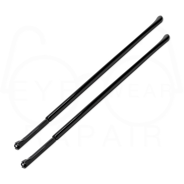 Black Metal Eyeglass Temple Arms with Flex Hinge (3.8x0.8x142mm) - Repair Kit (2-Pack)