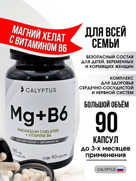 Magnesium Bisglycinate B6 & B Vitamins: Stress & Fatigue Relief (90 Capsules)