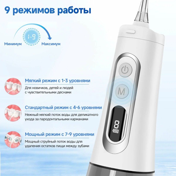 KaringBee 139 Plus Portable Water Flosser: 8 Nozzles (White)