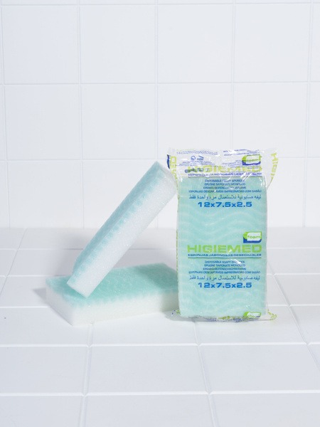 Higiemed Individually Wrapped Foam Sponges (3 Pack, 12x7.5x2.5cm)