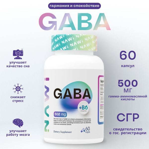 GABA & Vitamin B6 Stress Relief Supplement - 60 Capsules