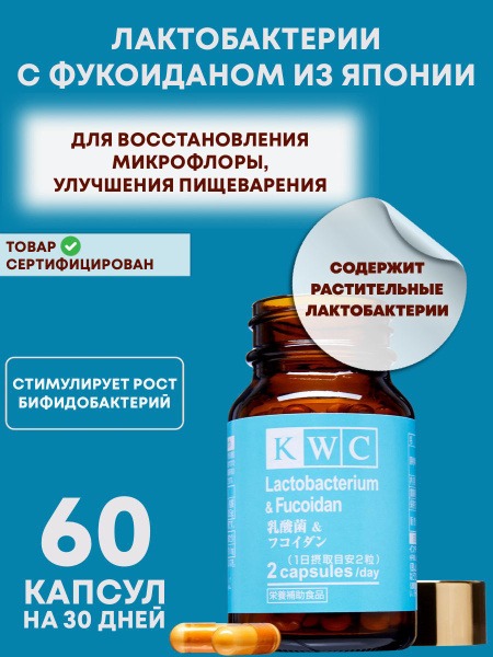 KWC Japan: Fucoidan & Lactobacillus Detox & Gut Health Supplement (60 Capsules)