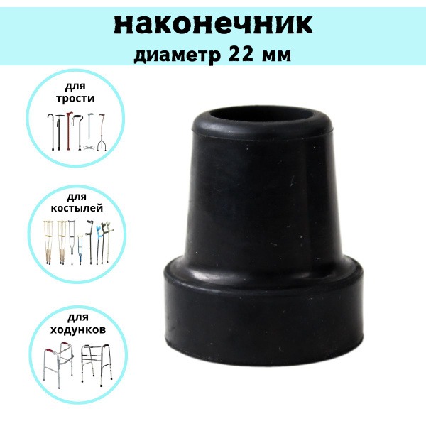Rubber Tip for Canes & Crutches (22mm Diameter)