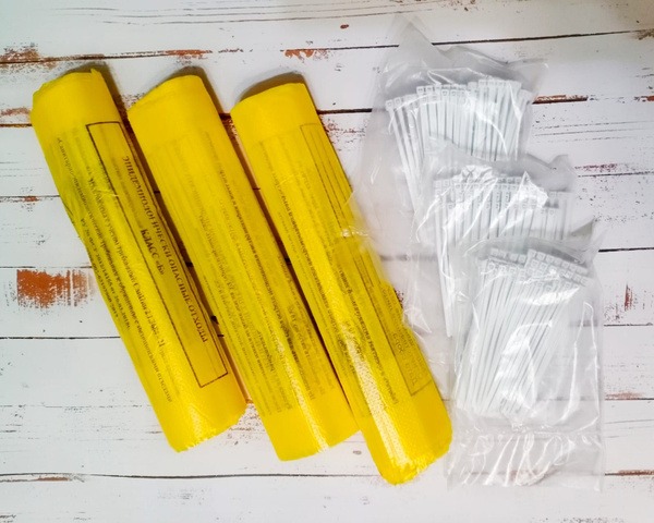 Yellow Biohazard Waste Bags (300 Count, 300x330mm) with Ties