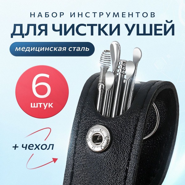 Metal Ear Cleaning Kit: Reusable Ear Pick Set (6 Pcs + Case)