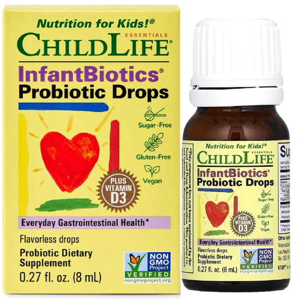 ChildLife Infant Probiotics & Vitamin D3 Drops (8ml) - Colic, Gas & Constipation Relief