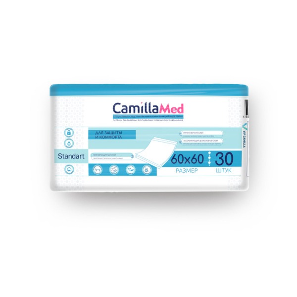 CamillaMed Standard Disposable Underpads (60x60cm, 30 Count)