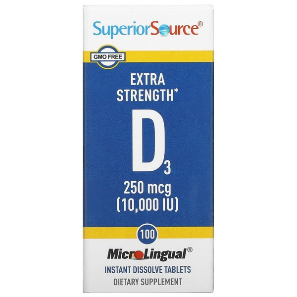 Superior Source D3 10,000 IU (250 mcg) MicroLingual Tablets - 100 Count