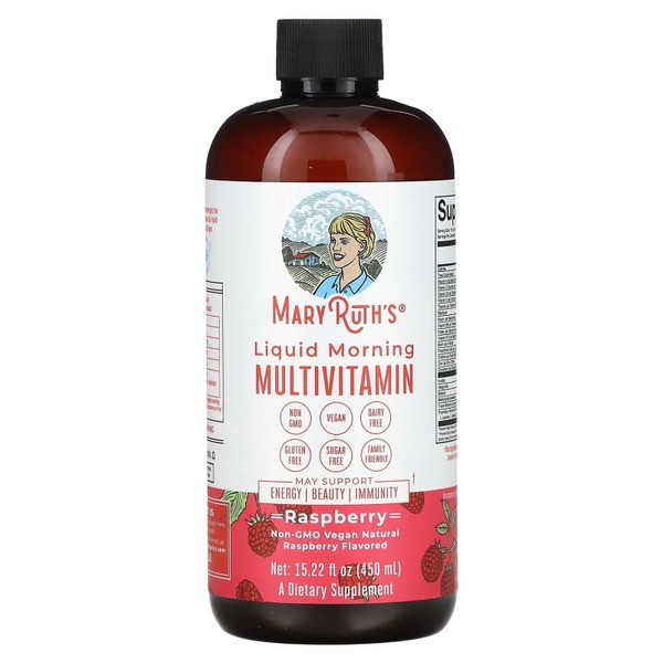Mary Ruth's Organic Raspberry Liquid Multivitamin (450ml) - Vegan & Sugar-Free