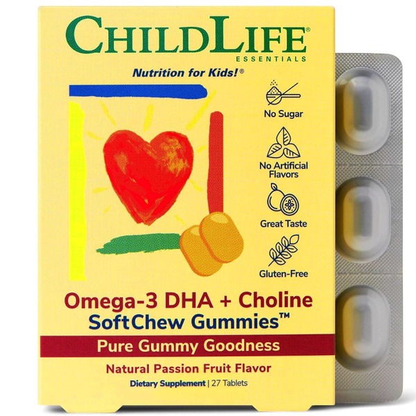 ChildLife Omega-3 DHA & Choline Gummies - Passion Fruit (27 Count)