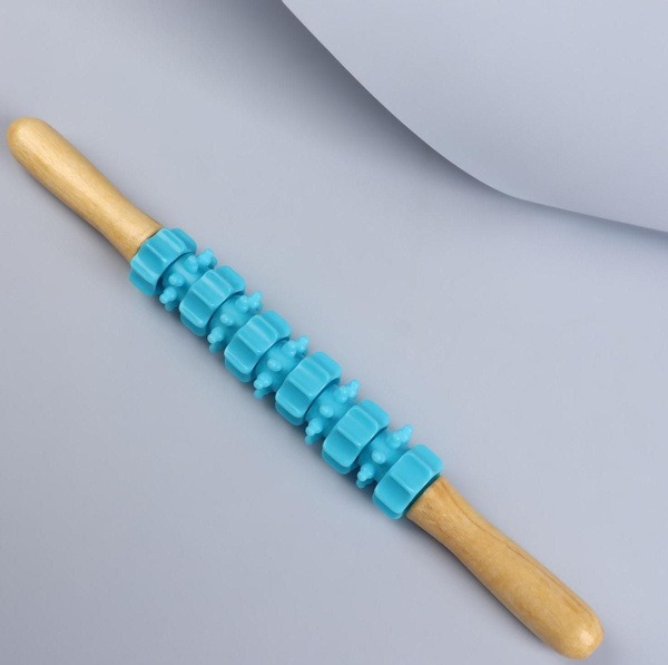 Wooden Roller Massager: 37.5 x 4cm, 11 Wheels, Versatile