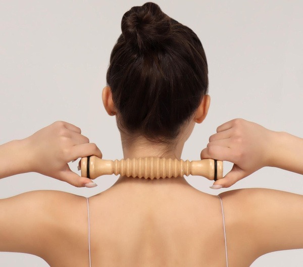Wooden Roller Massager: 4x22cm, Threaded, Versatile
