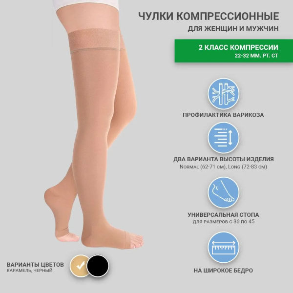 Pionic Beige Compression Stockings, Class 2, 2 Pack