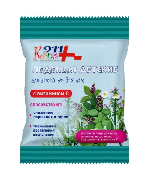 911 Honey, Linden, Chamomile Lozenges with Vitamin C (2.5g, 50g Pack)