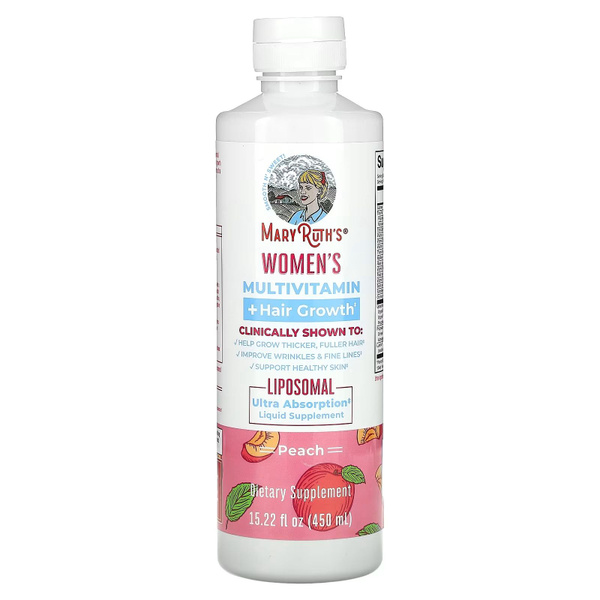 Mary Ruth's Women's Hair Growth Multivitamin Liposomal Peach (450ml)
