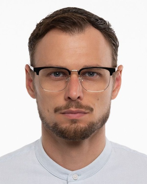 Men's Large Black Clubmaster Eyeglass Frames Optik U 20930 C2