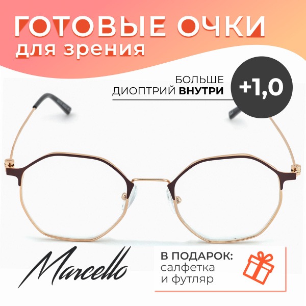 Round Metal Reading Glasses +1.0 Diopter - Unisex Marcello GA0108 C1