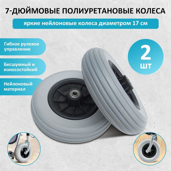 Pair of 200x50 Gray Cast Front Wheelchair Wheels